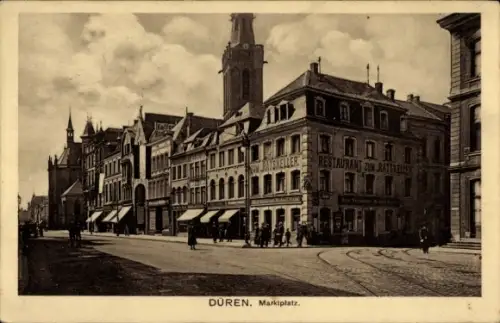 Ak Düren in Nordrhein Westfalen, Blick auf den Marktplatz, Ratskeller