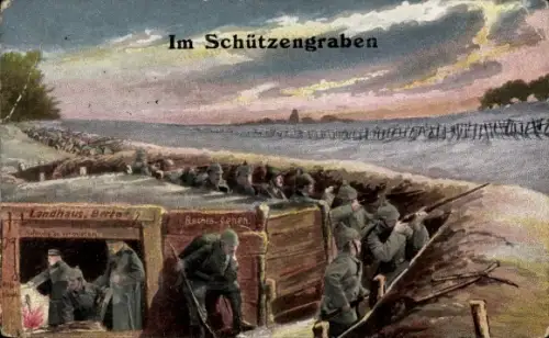 Ak Deutsche Soldaten im Schützengraben, I. WK