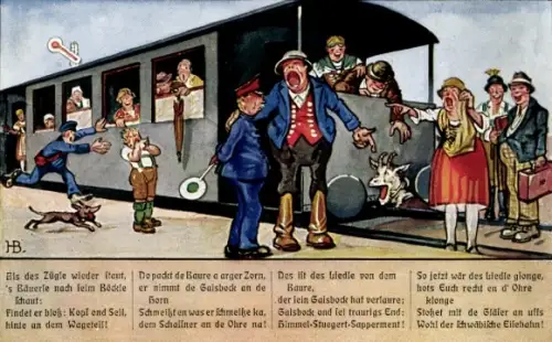 Künstler Ak Boettcher, H., Schwäbische Eisenbahn, Reisende