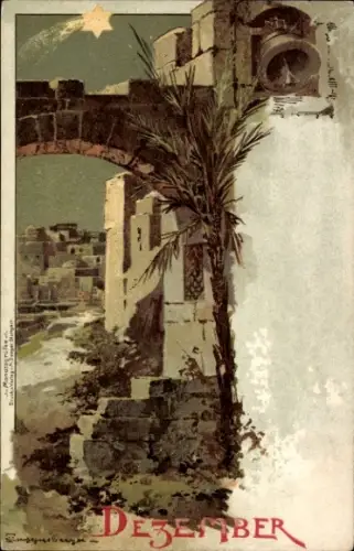 Künstler Litho Guggenberger, Thomas, Allegorie, Dezember, Bethlehem, Sternschnuppe