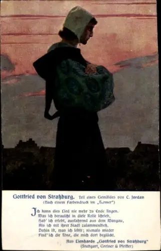 Künstler Ak Jordan, C., Gottfried von Straßburg, Teil eines Gemäldes