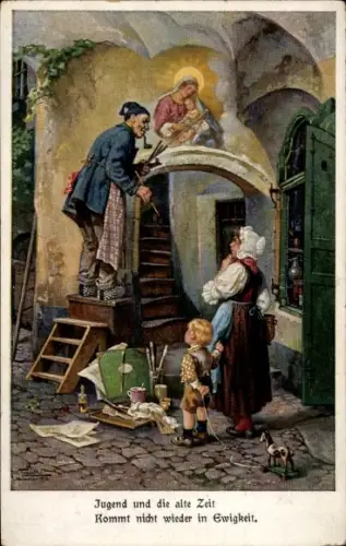 Künstler Ak Frank, F., Die gute alte Zeit, Beschauliche Arbeit