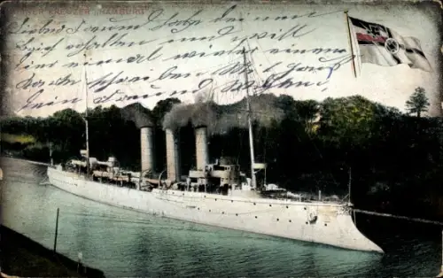 Ak Deutsches Kriegsschiff, Kleiner Kreuzer Hamburg, Kaiserliche Marine