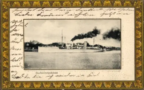 Präge Passepartout Ak Deutsches Kriegsschiff, Hochseetorpedoboot, Kaiserliche Marine