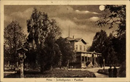 Ak Jelgava Mitau Lettland, Mitau, Schloßgarten, Pavillon