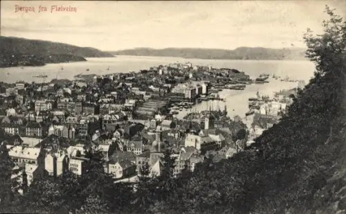 Ak Bergen Norwegen, Bergen fra Fleiveien, Sverre Olsen Bergen No. 17