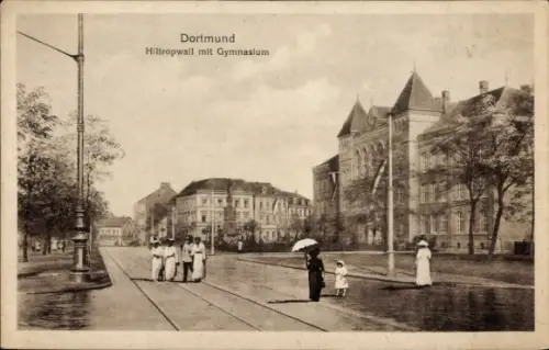 Ak Dortmund im Ruhrgebiet, Hiltropwall mit Gymnasium