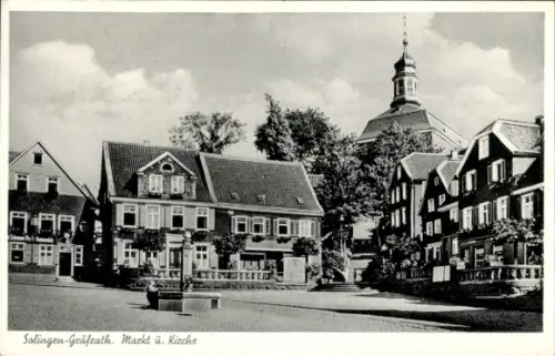 Ak Gräfrath Solingen, Markt und Kirche