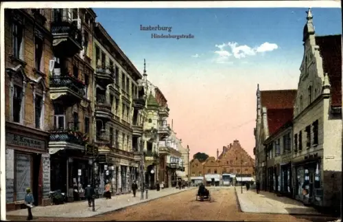 Ak Tschernjachowsk Insterburg Ostpreußen, Hindenburgstraße, Geschäfte
