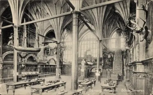 Ak Gdańsk Danzig, Artushof, Börse, Innenansicht