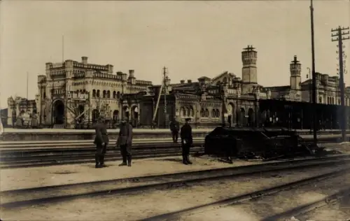 Ak Brest Litowsk Weißrussland, Hauptbahnhof, Gleisseite