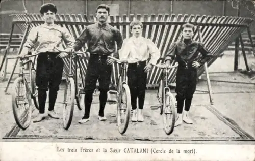 Ak Brüder und Schwester Catalani, Fahrrad-Akrobaten