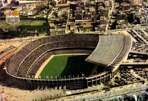 Ak Barcelona Katalonien Spanien, Estadio C. F. Barcelona, Stadion, Wappen des Vereins