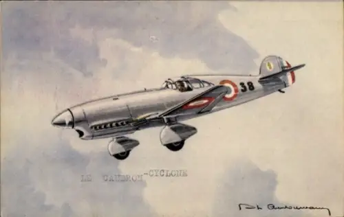 Künstler Ak Französisches Militärflugzeug, Caudron Cyclone