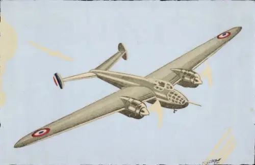 Künstler Ak Französisches Militärflugzeug, Amiot 350