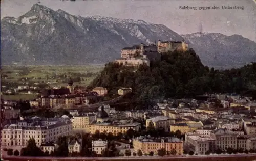 Ak Salzburg, Gesamtansicht der Stadt gegen den Untersberg