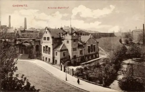 Ak Chemnitz in Sachsen, Nikolai-Bahnhof
