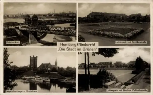 Ak Homberg am Niederrhein Duisburg im Ruhrgebiet,  Brückenkopf, Jugendherberge/Bootshaus, Lutherp