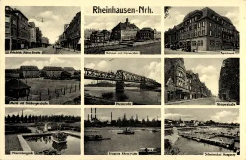 Ak Rheinhausen Duisburg im Ruhrgebiet, Körnerplatz, Brücke, Sparkasse