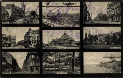 Ak Hamborn Duisburg im Ruhrgebiet, Rathaus, Bahnhof, Gewerkschaft Deutscher Kaiser