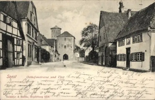 Ak Soest in Westfalen, Osthofenstraße und Tor