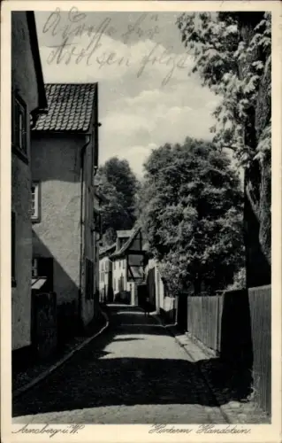 Ak Arnsberg im Sauerland, Hinterm Handstein, Staßenansicht, Fachwerkhaus