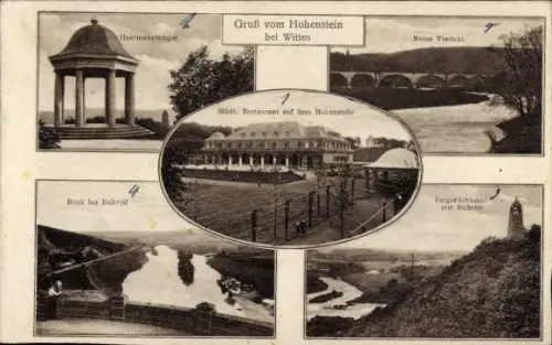 Ak Hohenstein Witten an der Ruhr, Hohenstein bei Witten, Haarmannstempel, Neuer Viadukt, Blick in