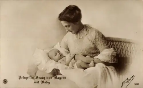 Ak Prinzessin Franz von Bayern mit Baby, Isabella Antonia, NPG 5096