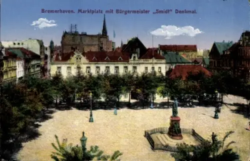 Ak Bremerhaven, Marktplatz, Bürgermeister Smidt Denkmal