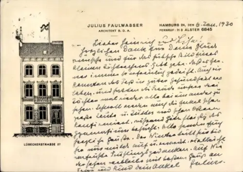 Ak Hamburg Nord, Wohnhaus, Lübecker Str. 27, Architekt Julius Faulwasser