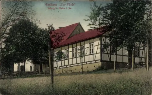 Ak Kunratice u Cvikova Kunnersdorf b. Zwickau in Böhmen Reg. Reichenberg, Gasthaus Zur Fünfe, ...