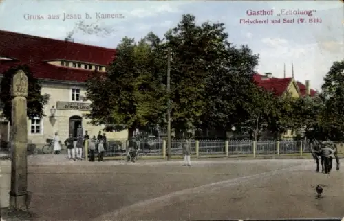 Ak Jesau Kamenz Sachsen, Gasthof Erholung, Fleischerei und Saal, Inh. W. Bilk
