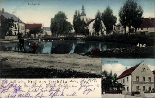 Ak Jacobsthal in Sachsen, Dorfansicht, Bäckerhaus