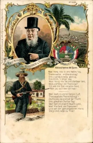 Litho Paul Krüger, Präsident von Transvaal, Nationalhymne der Buren, BB&OL 6138
