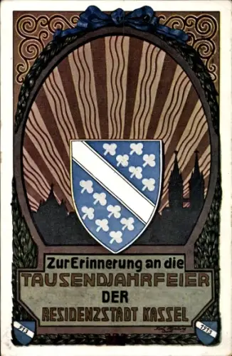 Wappen Ak Kassel in Hessen, Tausendjahrfeier 1913