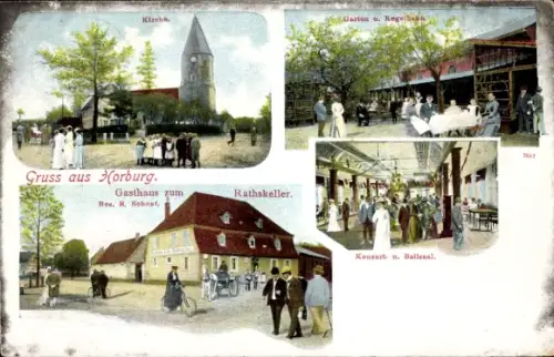 Ak Horburg Maßlau Leuna an der Saale, Gasthaus zum Ratskeller, Kirche