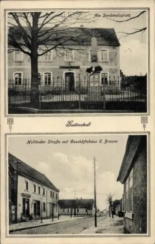 Ak Gatterstedt Gatterstädt Querfurt im Saalekreis, Am Denkmalsplatz, Holländer Straße, Geschäft