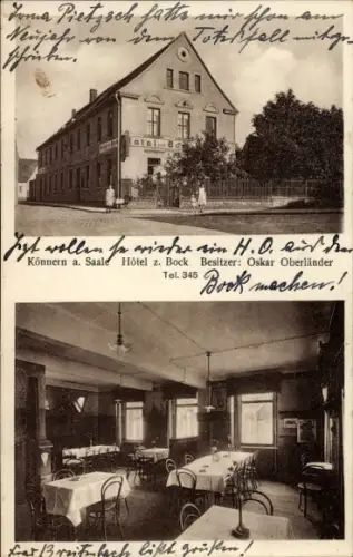 Ak Könnern im Salzlandkreis, Hotel z. Bock, Oskar Oberländer, freundliche Atmosphäre