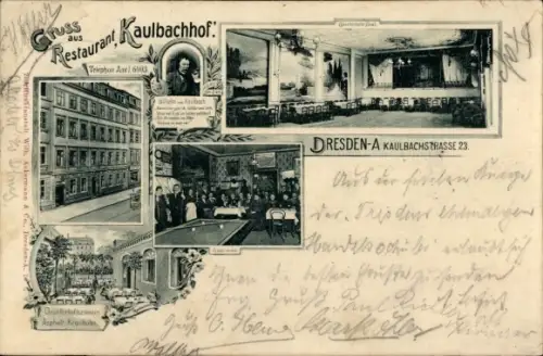 Ak Dresden Zentrum Altstadt, Restaurant Kaulbachhof, Kaulbachstraße 23, Innenansichten