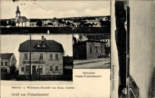 Ak Pretzschendorf Klingenberg Erzgebirge, Haltestelle Nieder-Pretzschendorf, Talsperre Klingenberg