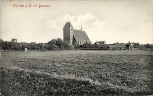 Ak Werben an der Elbe Altmark, Gesamtansicht, Domaine