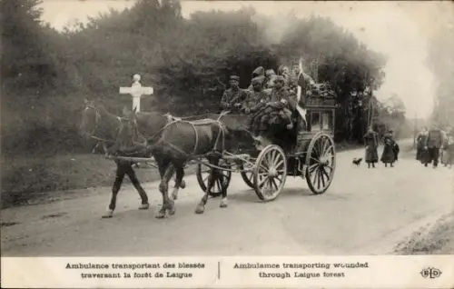 Ak Foret de Laigue Choisy-au-Bac Oise, Ambulance transporting wounded through Laigue forest