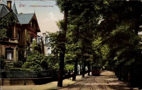 Ak Kiel in Schleswig Holstein, Düsternbrookerweg, Straßenbahn