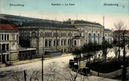 Ak Straßburg Elsass Bas Rhin, Bahnhof
