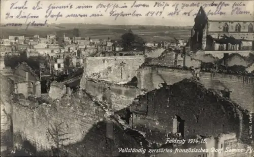 Ak Somme Py Sommepy Tahure Marne, Kriegszerstörung I. WK