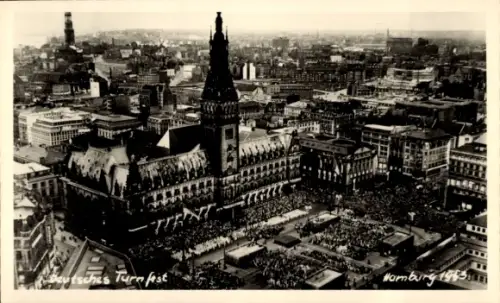 Foto Ak Hamburg Mitte Altstadt, Deutsches Turnfest 1953, Rathaus
