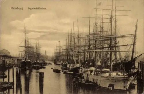 Ak Hamburg, Segelschiffhafen