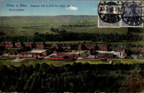 Ak Pirna an der Elbe, Kaserne des 5. Feld-Artillerie Regiments Nummer 64, Exerzierplatz