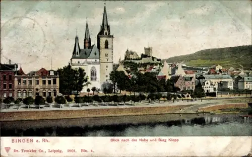 Ak Bingen am Rhein,  Nahe, Burg Klopp