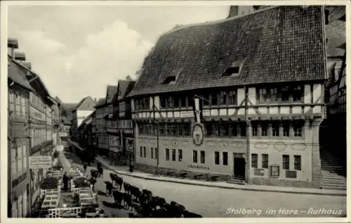 Ak Stolberg im Harz,  Rathaus, Ratskellers